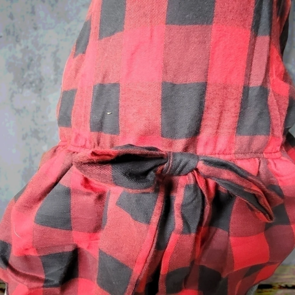 WONDERSHOP 𝅺Large Dress Bow & Tutu Dog Holiday Buffalo Plaid Check Red New T32